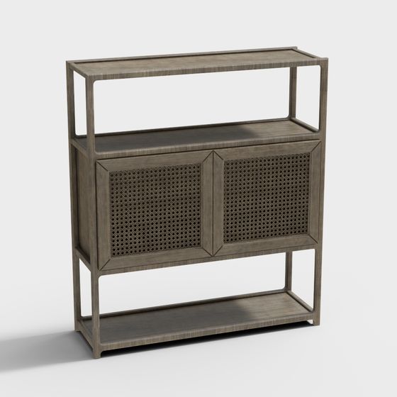 Rattan Console 3D model for Modern Interiors