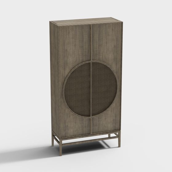 Minimalist Wooden Storage Cabinet 3D Model
