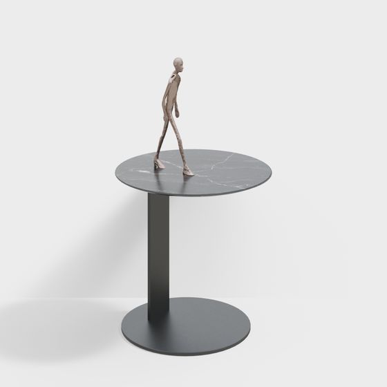 Minimalist Round Table with Walking Figure 3D model