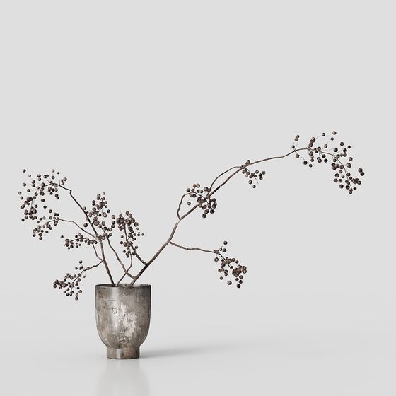 Winter Branch Low-Polygon 3D model for Creative Projects