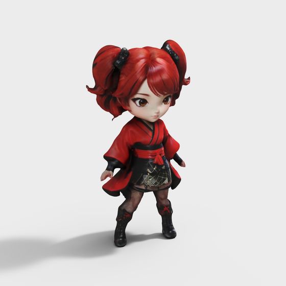 Red Maiden Low-Poly 3D Model