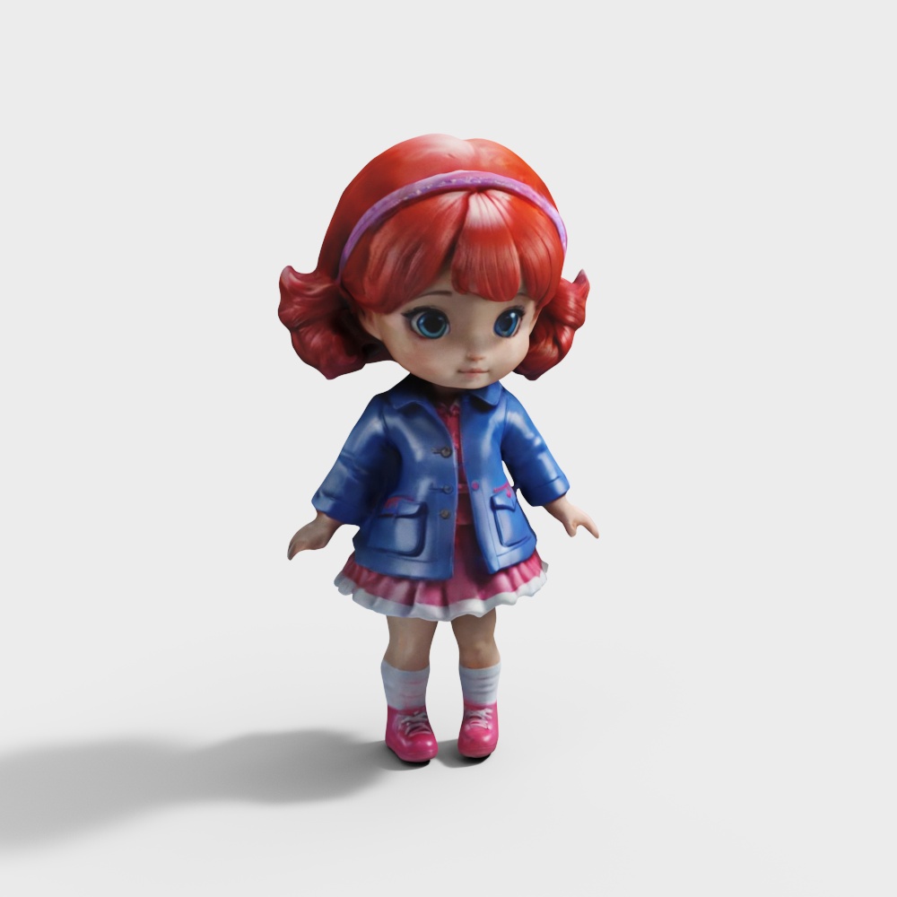 Charming 3D Model of Little Red-Haired Girl