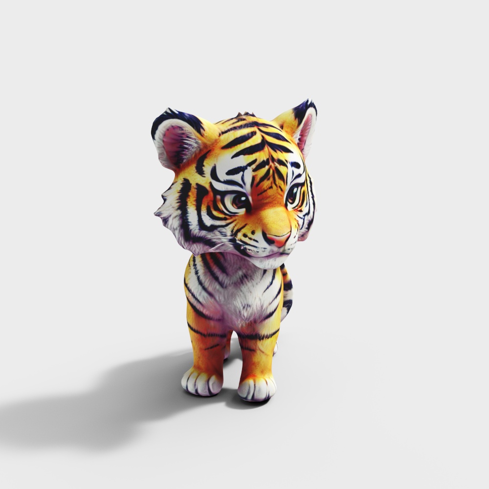 Realistic Low-Poly Baby Tiger 3D model