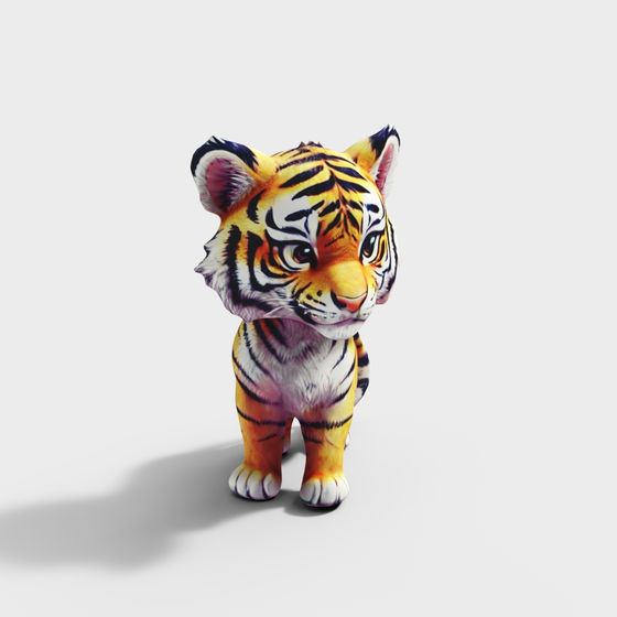 Realistic Low-Poly Baby Tiger 3D model