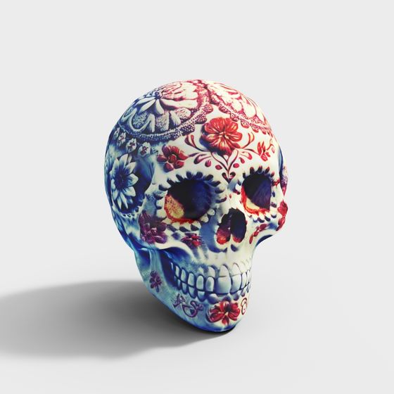 Children's Halloween Skeleton Ornament 3D Model in Blue