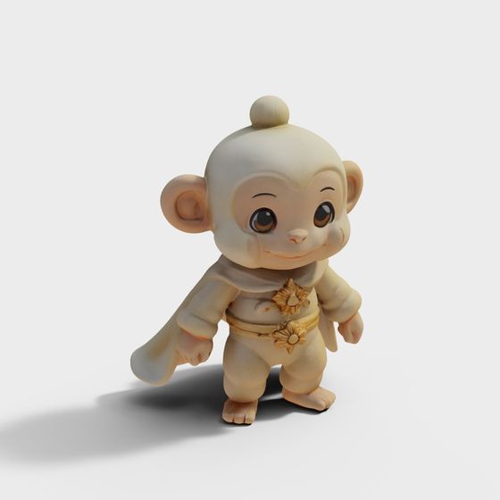 Charming Low-Poly Monkey 3D Model for Creative Projects