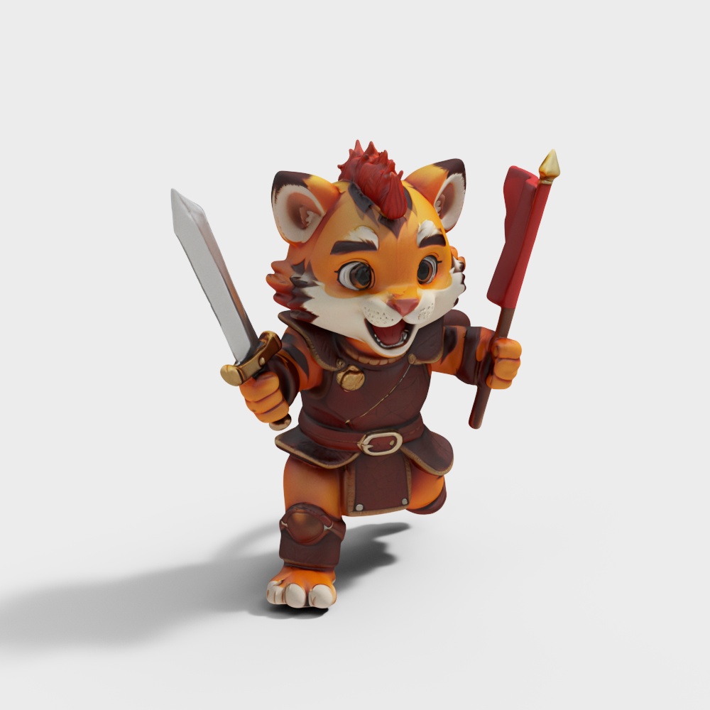 Cartoon Tiger Warrior Statue