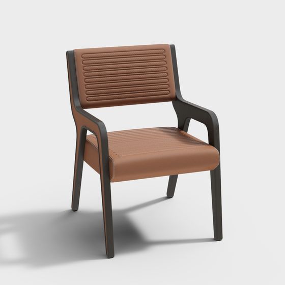 Stylish Brown Leather Chair 3D model