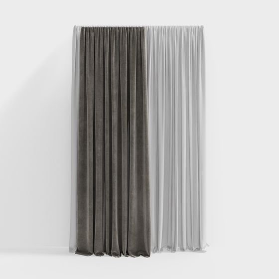 Stylish 3D Curtain Model for Contemporary Spaces