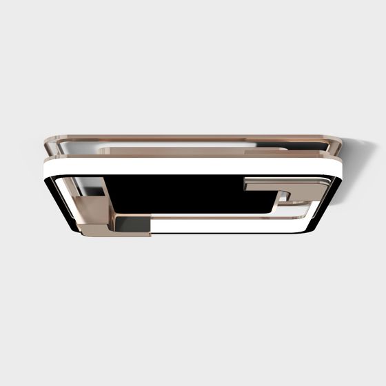 Modern Living Room Square Ceiling Light 3D Model in Black