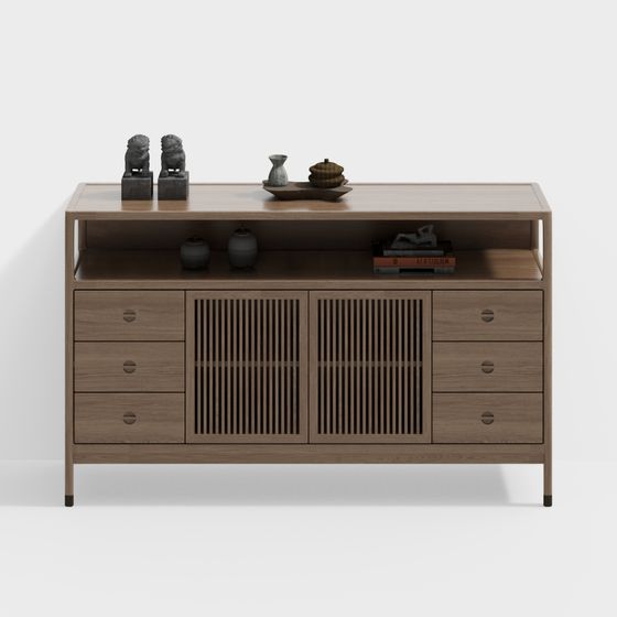 Zen Cabinet 3D model for Modern Eastern Aesthetic