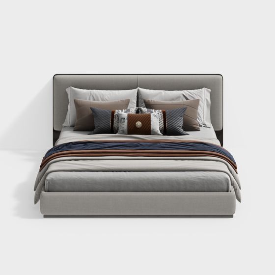 Elegant Minimalist Bed 3D model