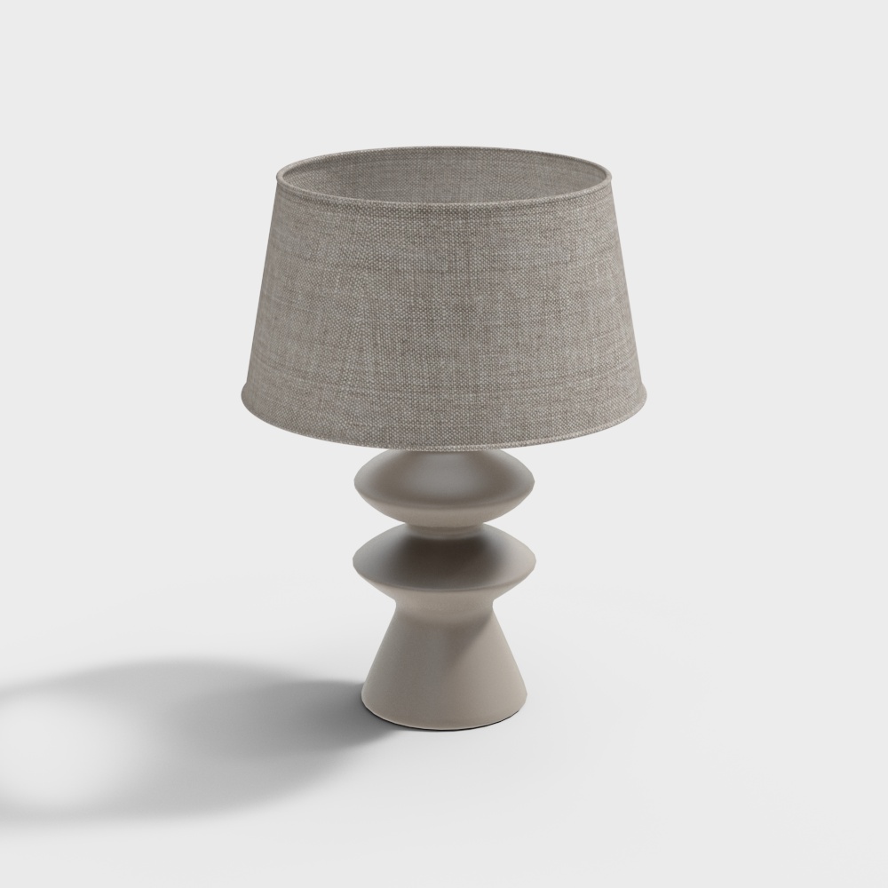 Stylish Low-Poly Table Lamp 3D Model – Gray Fabric Design