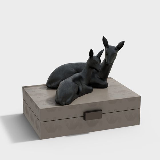 Resting Twin Deer 3D model