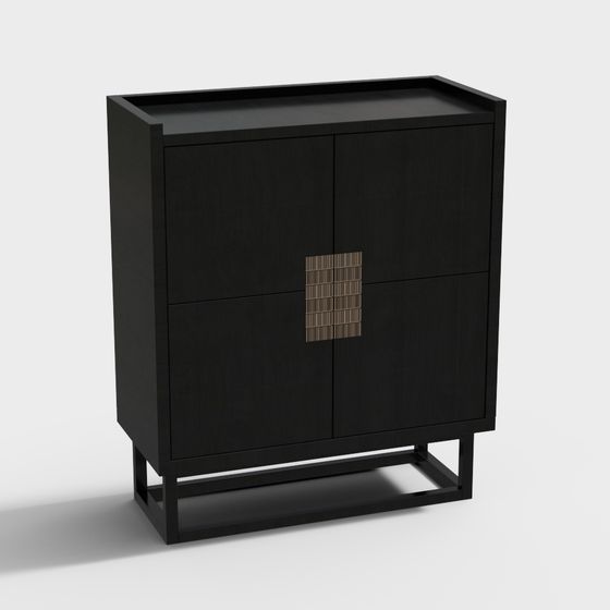 Elegant Black Storage Cabinet 3D model