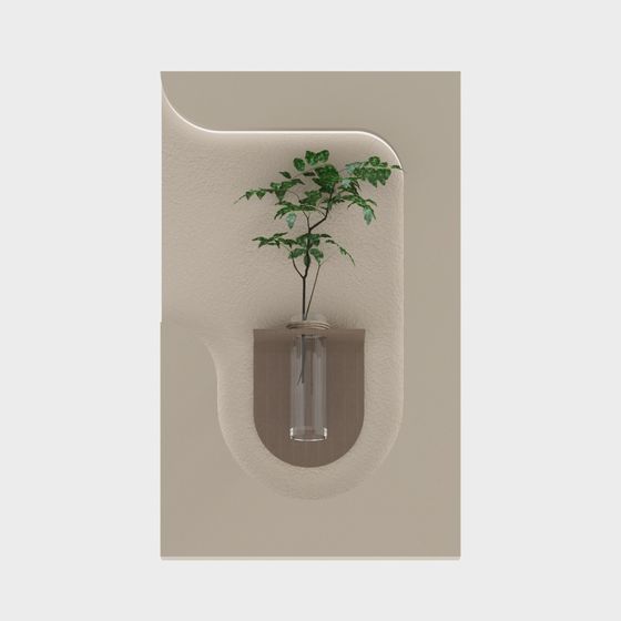 Stylish Wall-Mounted Plant Decoration 3D model
