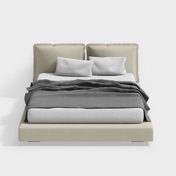 Elegant Low Polygon Bed 3D model