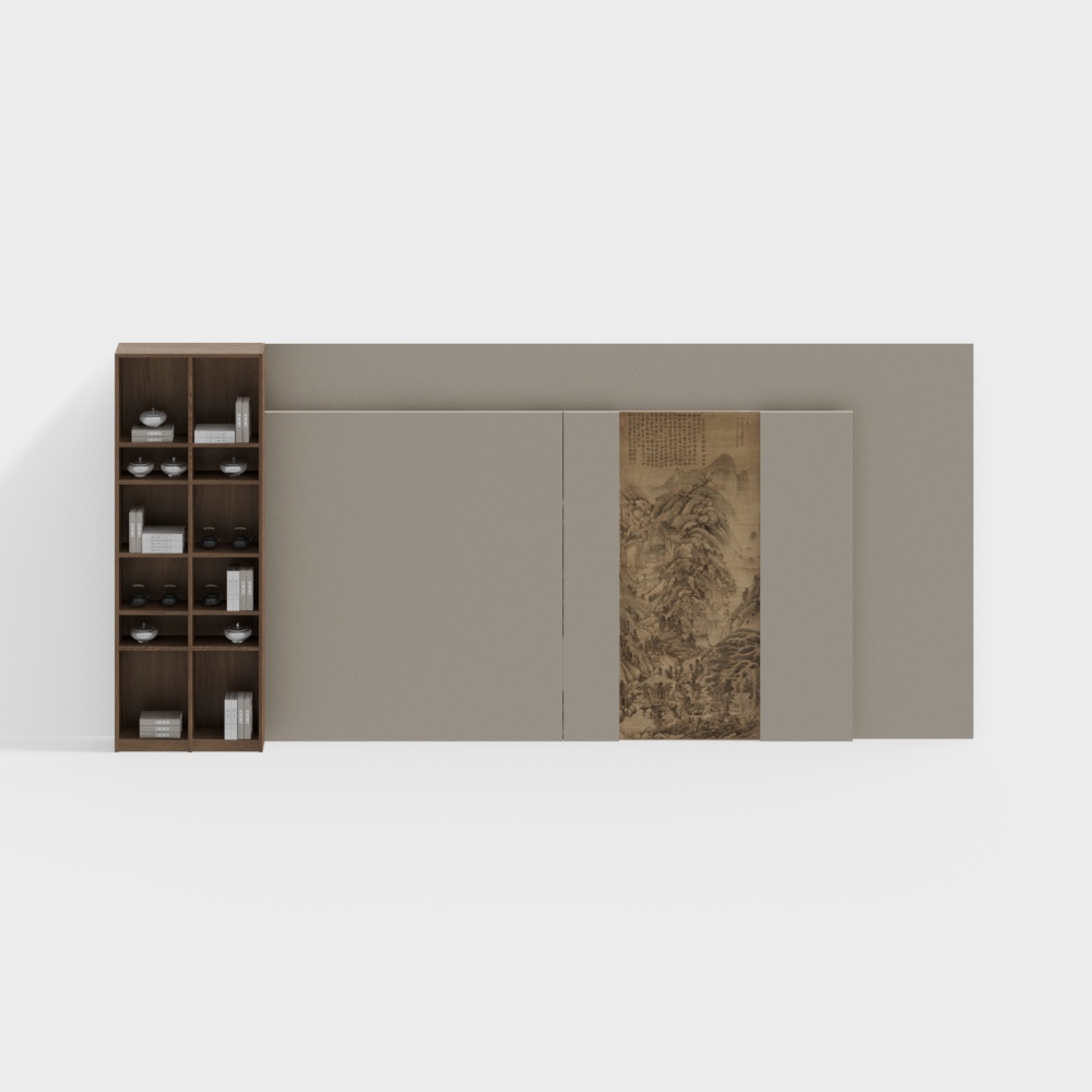 Neo-Chinese style tea cabinet background wall