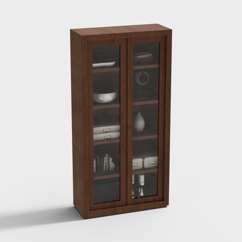 New Chinese Song-style Tea Room Solid Wood Decorative Cabinet Bookcase