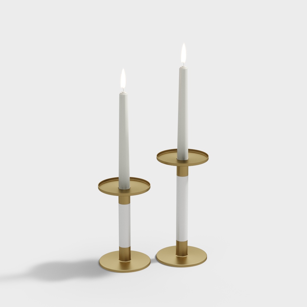 Elegant Low-Polygon Candleholder Set – Gold & White Design