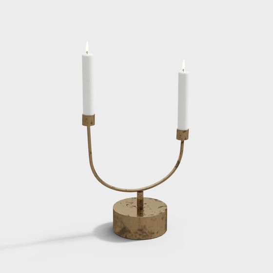 Elegant Golden Candle Holder 3D model