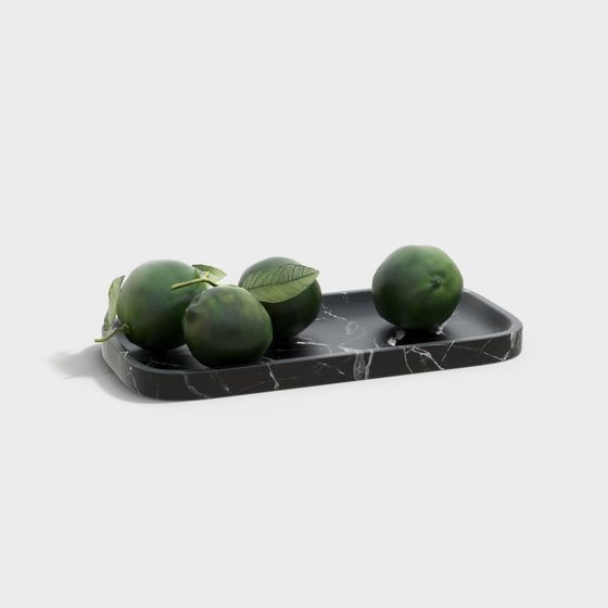 Minimalist Marble Tray with Limes 3D model