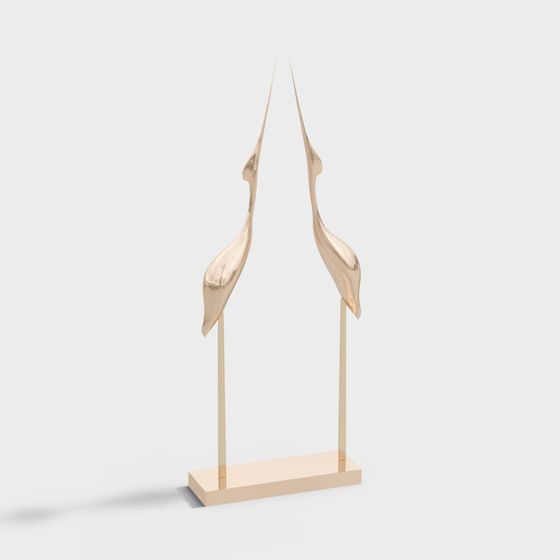 Elegant Double-Wing Sculpture 3D model