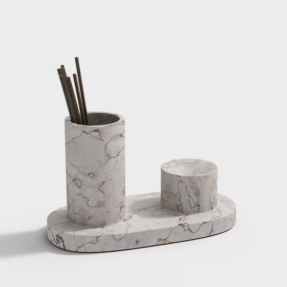 Elegant Marble Pen Holder 3D Model for Modern Spaces