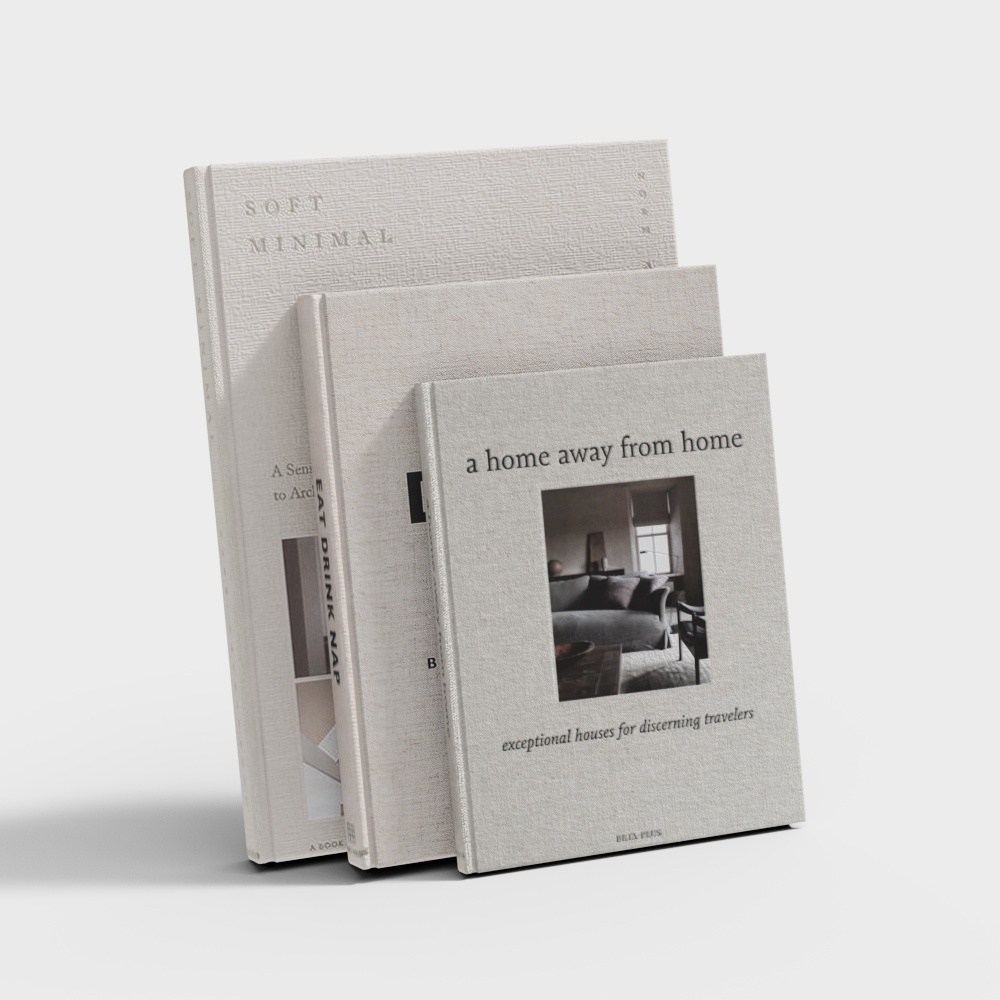 Soft Minimal 3D Book Models – Neutral Tones Collection