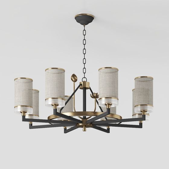 Elegant Black Metal Chandelier 3D model