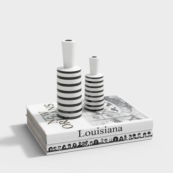 Stylish Black and White Striped Vase 3D model for Contemporary Spaces