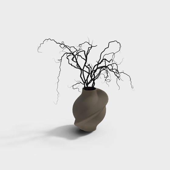 Minimalist Dry Branch Vase 3D model