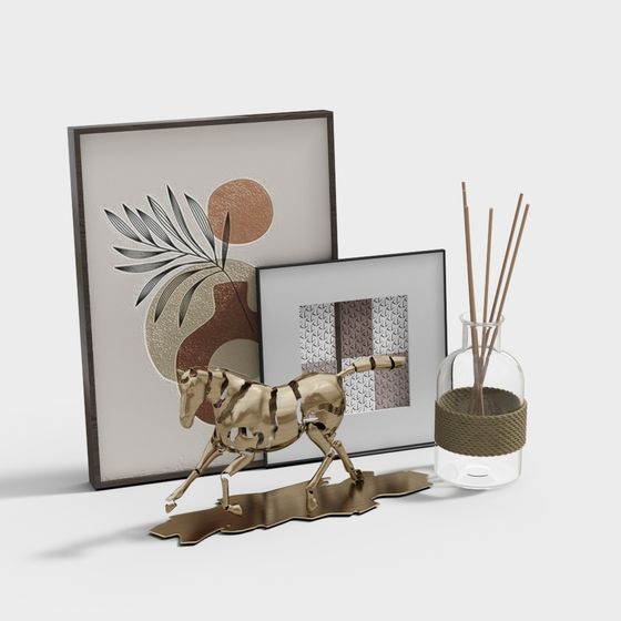 Elegant Metallic Leaping Horse 3D model