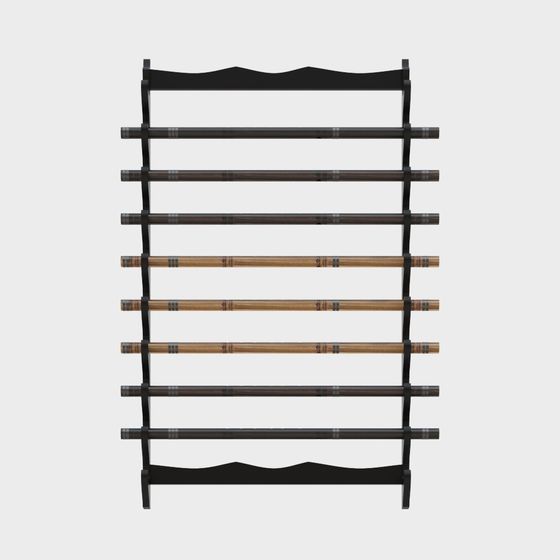 Retro Bamboo Wall Hanging Rack 3D model