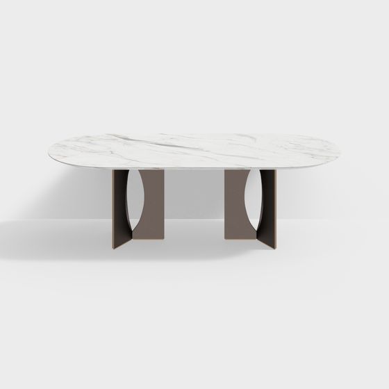 Streamlined Marble Dining Table 3D model