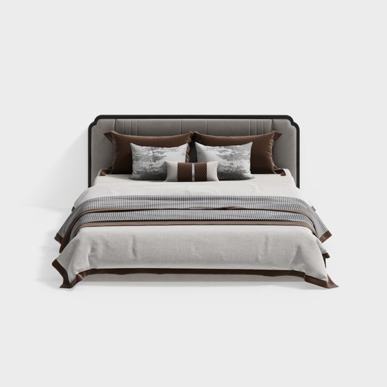 Elegant Low-Polygon Bed 3D model for Modern Interiors