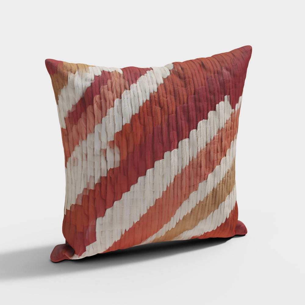 Waves Art Pillow 3D Model – Colorful Low-Poly Cushion