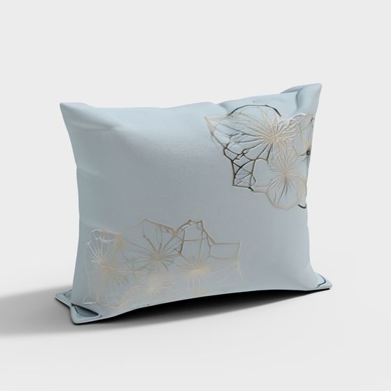 Dreamy Blue Flower Cushion 3D model