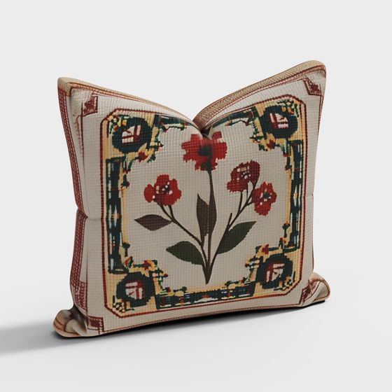 Vintage Style Decorative Pillow 3D model