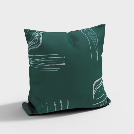 Low-Poly Dark Green Pillowcase 3D model