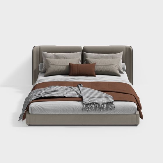 Elegant Minimalist Bed 3D model