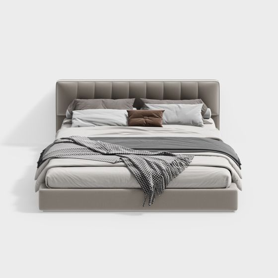 Chic Minimalist Bed 3D model for Contemporary Spaces
