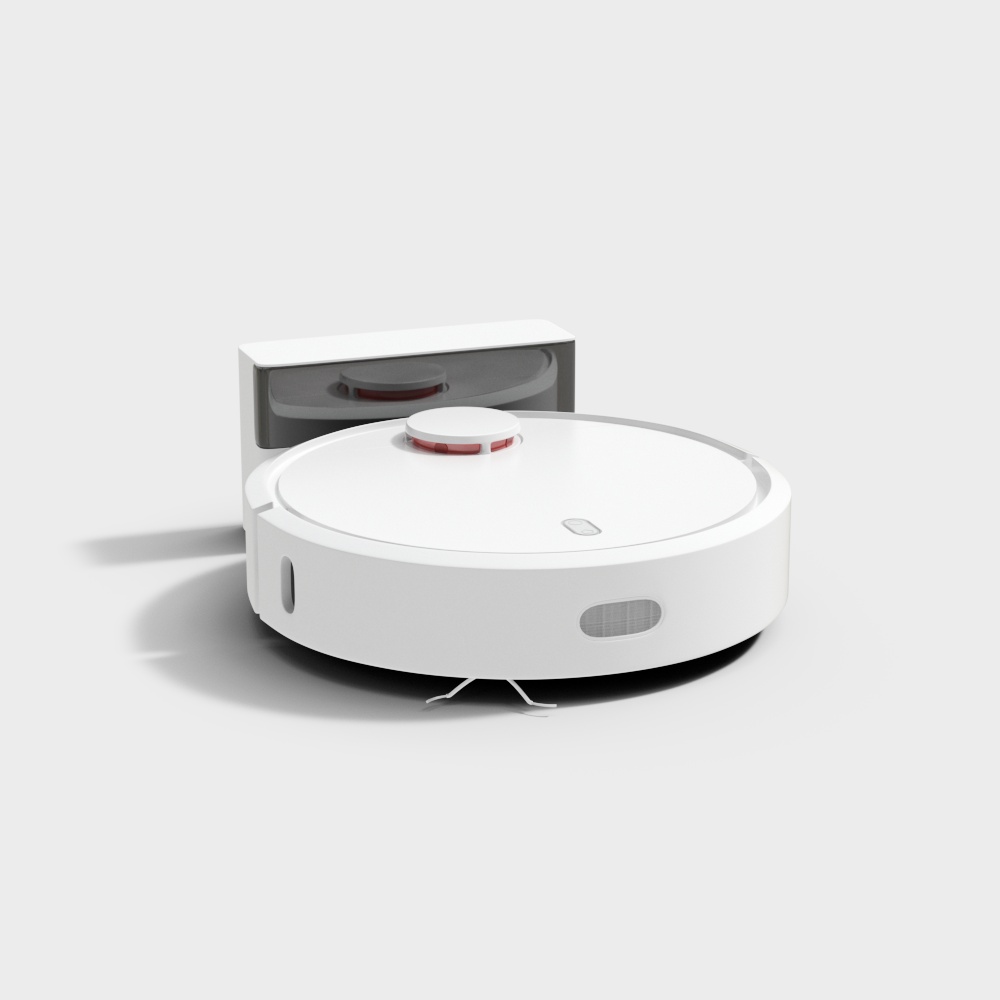 Sleek Smart Vacuum Robot 3D Model – Minimalist White Design
