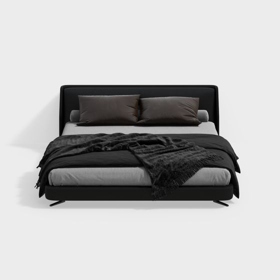 Sleek Modern Bed 3D model for Contemporary Spaces