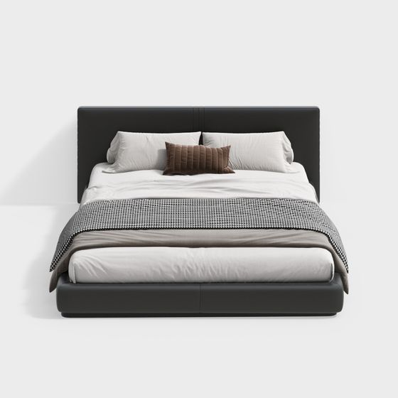 Elegant Minimalist Bed 3D model for Modern Interiors