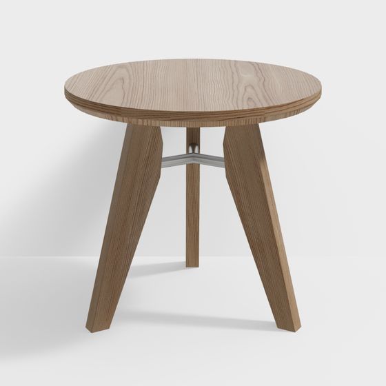 Stylish Wooden Round Table 3D model