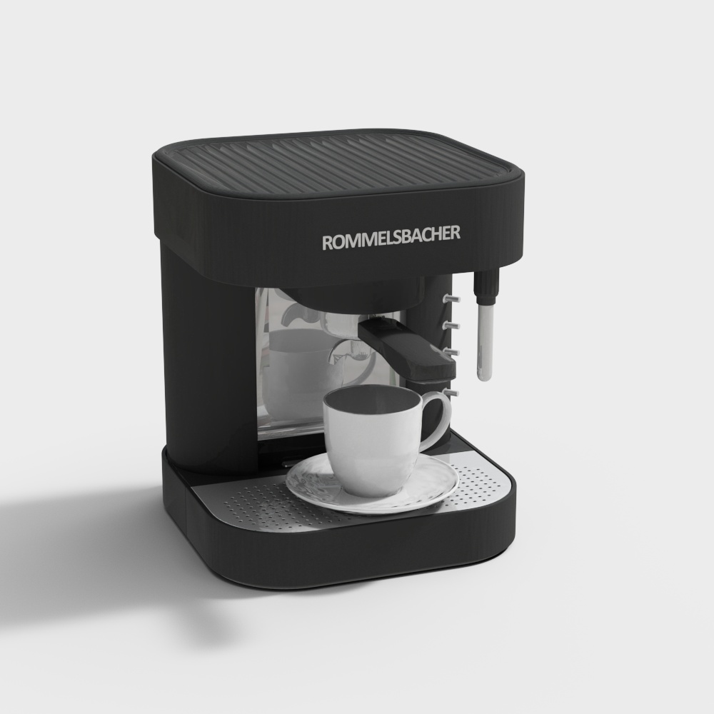 Rommelsbacher Coffee Machine 3D Model – Low-Poly Black Design