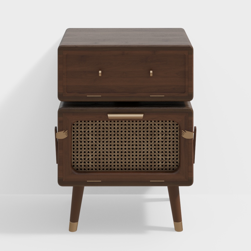 Tavolino Laterale Antico in Bambù Intrecciato a Forma di Robot