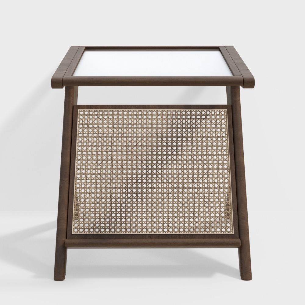 Bàn bên gỗ đan tre