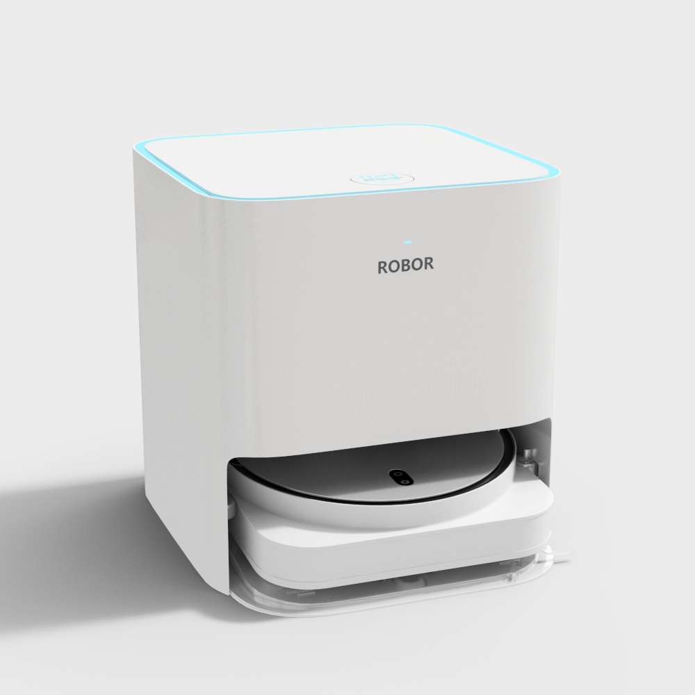 ROBOR Smart Vacuum Robot 3D Model – Low-Poly White Design